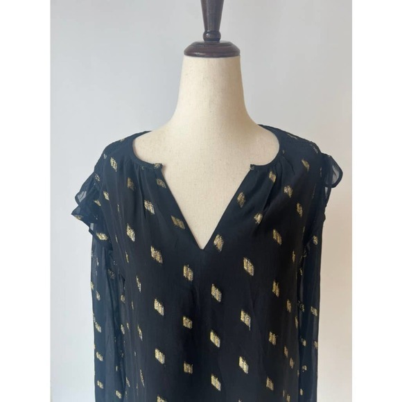 Whistles Metallic Dobby Top in Black and Gold - Picture 5 of 16